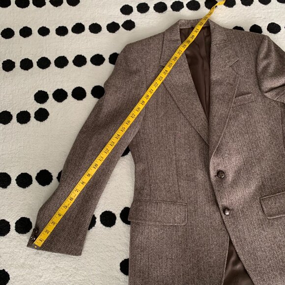 Vintage Tweed Blazer Sport Coat 38 Brown Herringbone Wool 90s Old Money Jacket - Picture 16 of 16